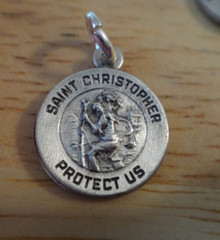 Sm 12mm Baby Oxidized Child St Christopher Medal Sterling Silver Charm