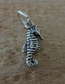 Tiny 15x5mm Seahorse Sterling Silver Charm