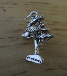 14x22mm 3D Cypress Tree River Bank Sterling Silver Charm