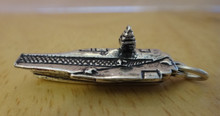 3D 10x27mm Military Navy Aircraft Carrier 3D Sterling Silver Charm