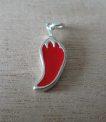 7x22mm Red Chili Enamel Jalapeno Pepper Sterling Silver Charm