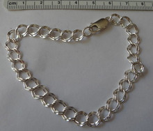 7", 7.5", 8", or 8.5" 8 mm Diamond Cut Double Link Sterling Silver Charm Bracelet