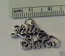 Cursive says Little Sister Sterling Silver Charm