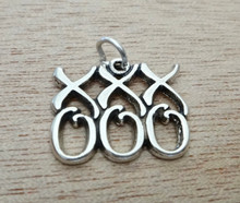 18x15mm Kisses and Hugs says XOXO Love Sterling Silver Charm