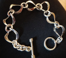 7.5" Heavy Whimsical 25gram Sterling Silver 20mm Link Toggle Charm Bracelet