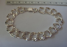 7", 7.5" or 8" Sterling Silver Lg 11 mm Diamond cut Double Link Charm Bracelet