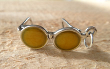 3D 15x23mm Movable Yellow Sunglasses Glasses Sterling Silver Charm