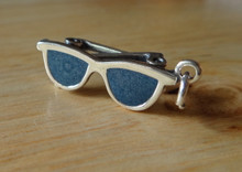 3D 8x23mm Movable Blue Sunglasses Sterling Silver Charm