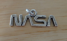 25x10mm Logo says NASA Texas Sterling Silver Charm