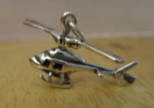 3D 16x30mm detailed Movable Helicopter Sterling Silver Charm