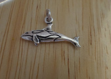 3D Orca Killer Whale Sterling Silver Charm!