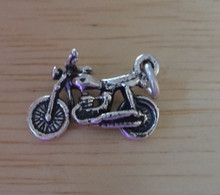 3D 15x11mm Detailed Small Motorcycle Sterling Silver Charm