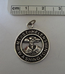 says Mt. St Helens Washington Sterling Silver Charm