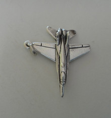 3D 19x22mm Detailed Military F18 Jet Sterling Silver Charm