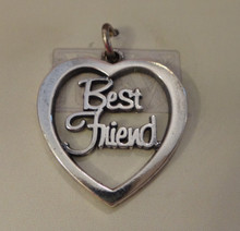 Cut Out says Best Friend Heart Sterling Silver Charm!