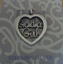 20x20mm Cut Out says Grandma's Girl Heart Sterling Silver Charm