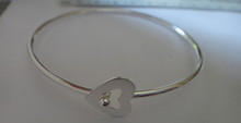 7.5" Sterling Silver 7 gram Heart Clasp Wire Bracelet