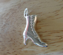 Victorian style solid High Heel Ladies Boot Shoe Sterling Silver Charm
