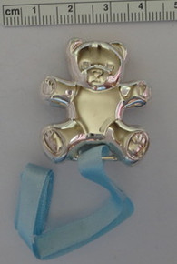 Sterling Silver Blue Baby Boy Bear Clip Pacifier Holder