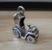 3D 17x17mm Old Fashioned 1898 style Car 4g Sterling Silver Charm