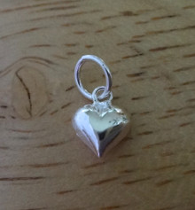 TINY 7x8mm Sterling Silver Puffy Heart Sterling Silver Charm