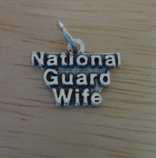 says National Guard Wife Military Sterling Silver Charm