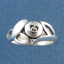 size 5 or 6 Sterling Silver Cute Solid Rose Rosebud Ring