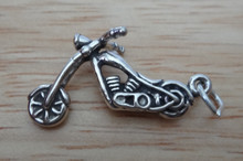 3D 26x12mm Motorcycle Chopper Sterling Silver Charm