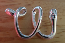 20x15mm Cursive Alphabet Letter Initial w Sterling Silver Charm