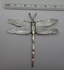 45mm (almost 2") Sterling Silver 6 gram 3D Dragonfly Charm Pendant