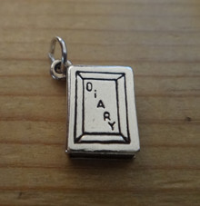 12x15mm Solid 3D says Diary on a Book Sterling Silver Charm