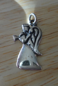21x14mm Cute Angel playing a Trumpet Sterling Silver Charm