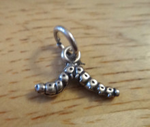 15x10mm 3D Detailed Inch Worm Caterpillar Sterling Silver Charm