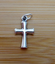 10x17mm Small Solid Shaped Plain Cross Sterling Silver Charm