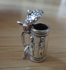 3D 7x18mm 4g 3D Movable German Beer Stein Sterling Silver Charm