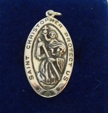 31x17mm Large 5 gram Oval Saint St Christopher Medal Sterling Silver Charm