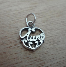 Sm 15x12mm Cut-out says Aunt Heart Sterling Silver Charm!