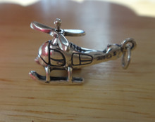 3D 24x15mm detailed Movable Helicopter Sterling Silver Charm