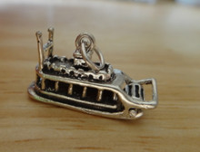 22x12mm Movable Mississippi Paddle River Boat Sterling Silver Charm
