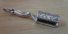 3D 5x27mm Hair Brush Hairdresser Makeup Sterling Silver Charm!