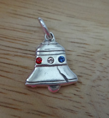 13x17mm Red White and Blue Crystals on Philadelphia Liberty Bell Sterling Silver Charm