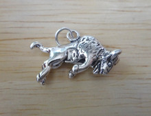 3D 21x15mm Charging Bull Buffalo Bison Sterling Silver Charm