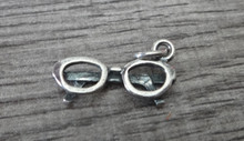 3D 10x20mm Detailed Eyeglasses Eye Glass Frames Sterling Silver Charm