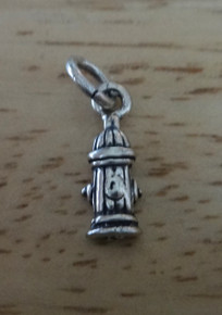 2D 5x15mm Tiny Fire Hydrant Sterling Silver Charm