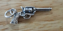 13x29mm 6 Shooter Pistol Gun Sterling Silver Charm!