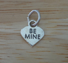 Tiny 11x9mm Conversation Heart says Be Mine Valentine Sterling Silver Charm