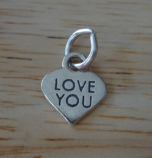 Tiny 11x9mm Conversation Heart says Love You Valentine Sterling Silver Charm