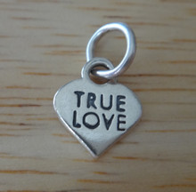 Sterling Silver Tiny 11x9mm Conversation Heart says True Love Valentine Charm