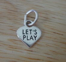 Tiny 11x9mm Conversation Heart says Let's Play Valentine Sterling Silver Charm