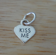 Sterling Silver Tiny 11x9mm Conversation Heart says Kiss Me Valentine Charm